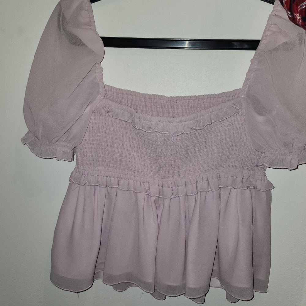 Sunday Best Light Pink Puff Sleeve Blouse